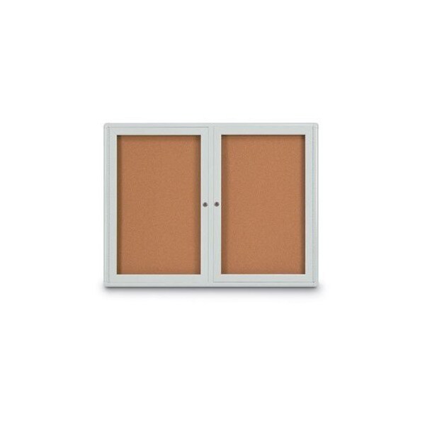 Double Door Radius Corkboard, 42"x32", Sat, UV70025RC-SATINRC-BLACK